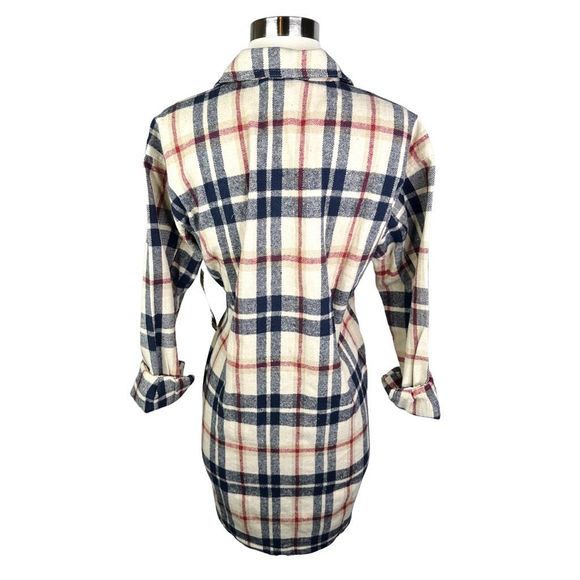 Taxi Premium Flannel Plaid Button Down Shirt Dress  - SMALL - Picture 3 of 4